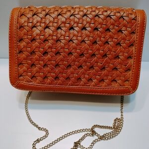 Street Level Women's Purse Basketweave Crossbody Clutch Gold Tone Chain